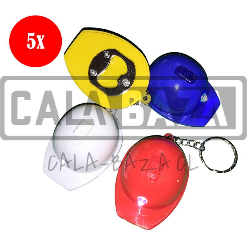 5x Llavero casco, con linterna y destapador